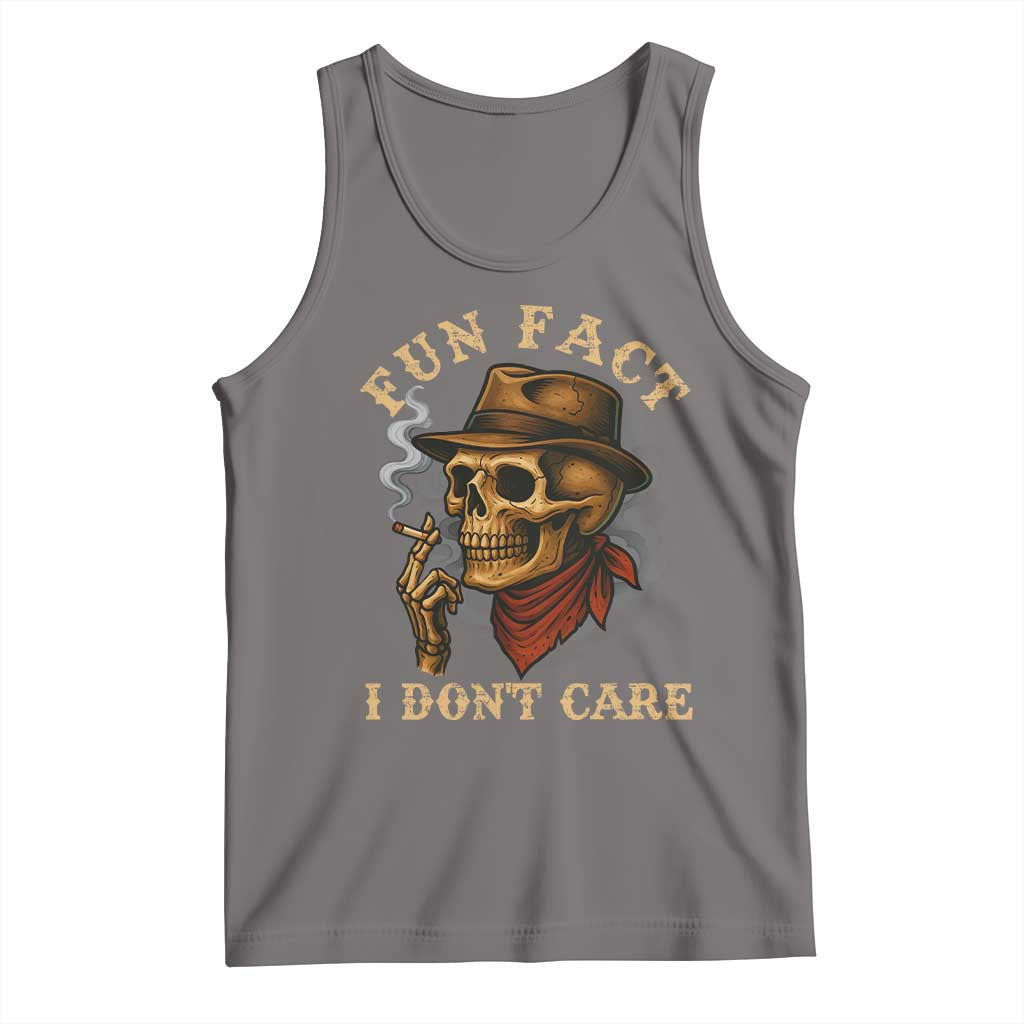 Funny Skull Sarcastic Tank Top Fun Fact I Don Not Care TS14 Deep Heather Print Your Wear