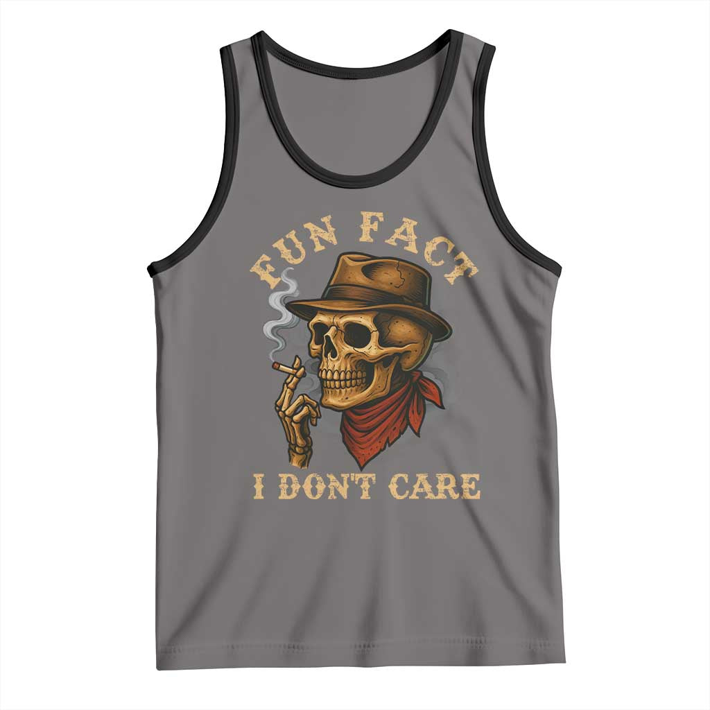 Funny Skull Sarcastic Tank Top Fun Fact I Don Not Care TS14 Deep Heather Black Print Your Wear