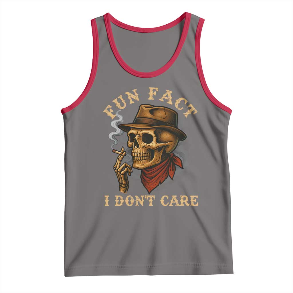 Funny Skull Sarcastic Tank Top Fun Fact I Don Not Care TS14 Deep Heather Red Print Your Wear