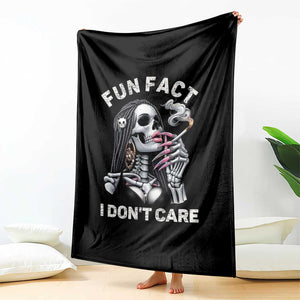Funny Skeleton Smoking Throw Blanket Fun Fact I Don Not Care Sarcastic Women Skull TS14 Print Your Wear