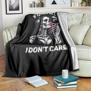 Funny Skeleton Smoking Throw Blanket Fun Fact I Don Not Care Sarcastic Women Skull TS14 Print Your Wear