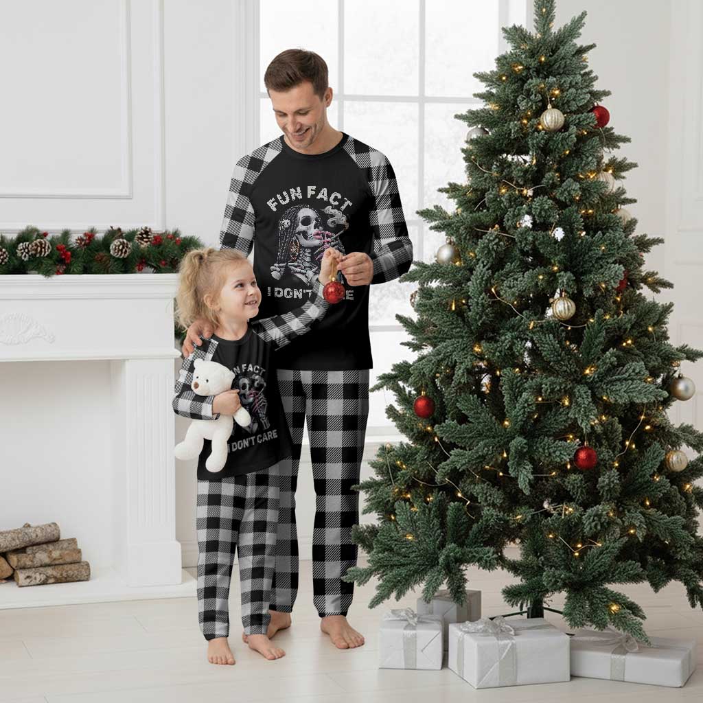 Funny Skeleton Smoking Plaid Pajama Set Fun Fact I Don Not Care Sarcastic Women Skull TS14 White Plaid Print Your Wear