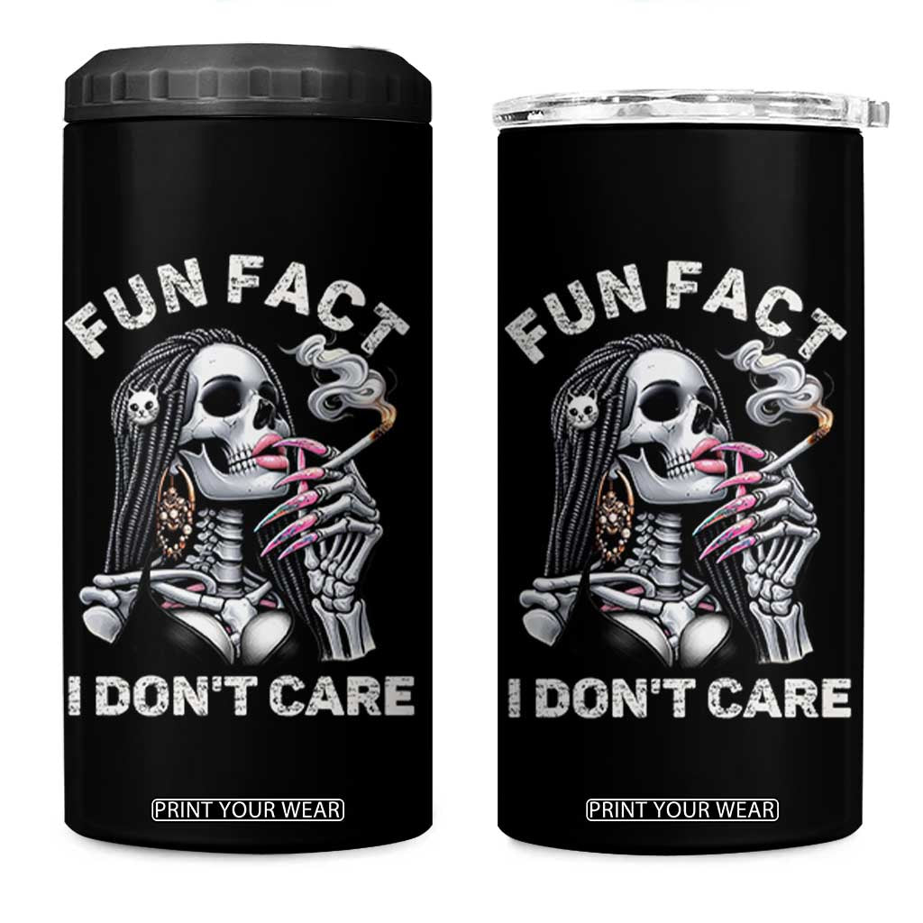 Funny Skeleton Smoking 4 in 1 Can Cooler Tumbler Fun Fact I Don Not Care Sarcastic Women Skull TS14 One Size: 16 oz Black Print Your Wear