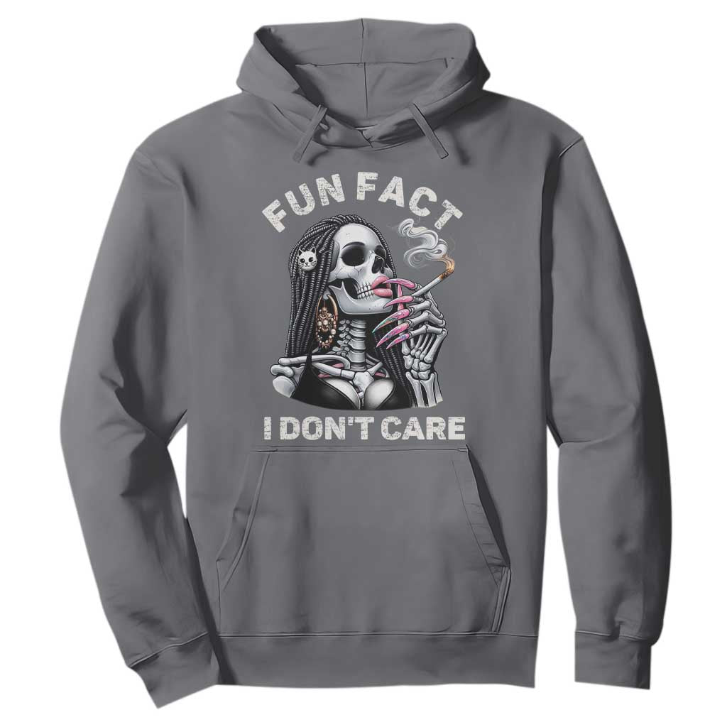 Funny Skeleton Smoking Hoodie Fun Fact I Don Not Care Sarcastic Women Skull TS14 Charcoal Print Your Wear