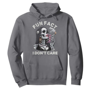 Funny Skeleton Smoking Hoodie Fun Fact I Don Not Care Sarcastic Women Skull TS14 Charcoal Print Your Wear