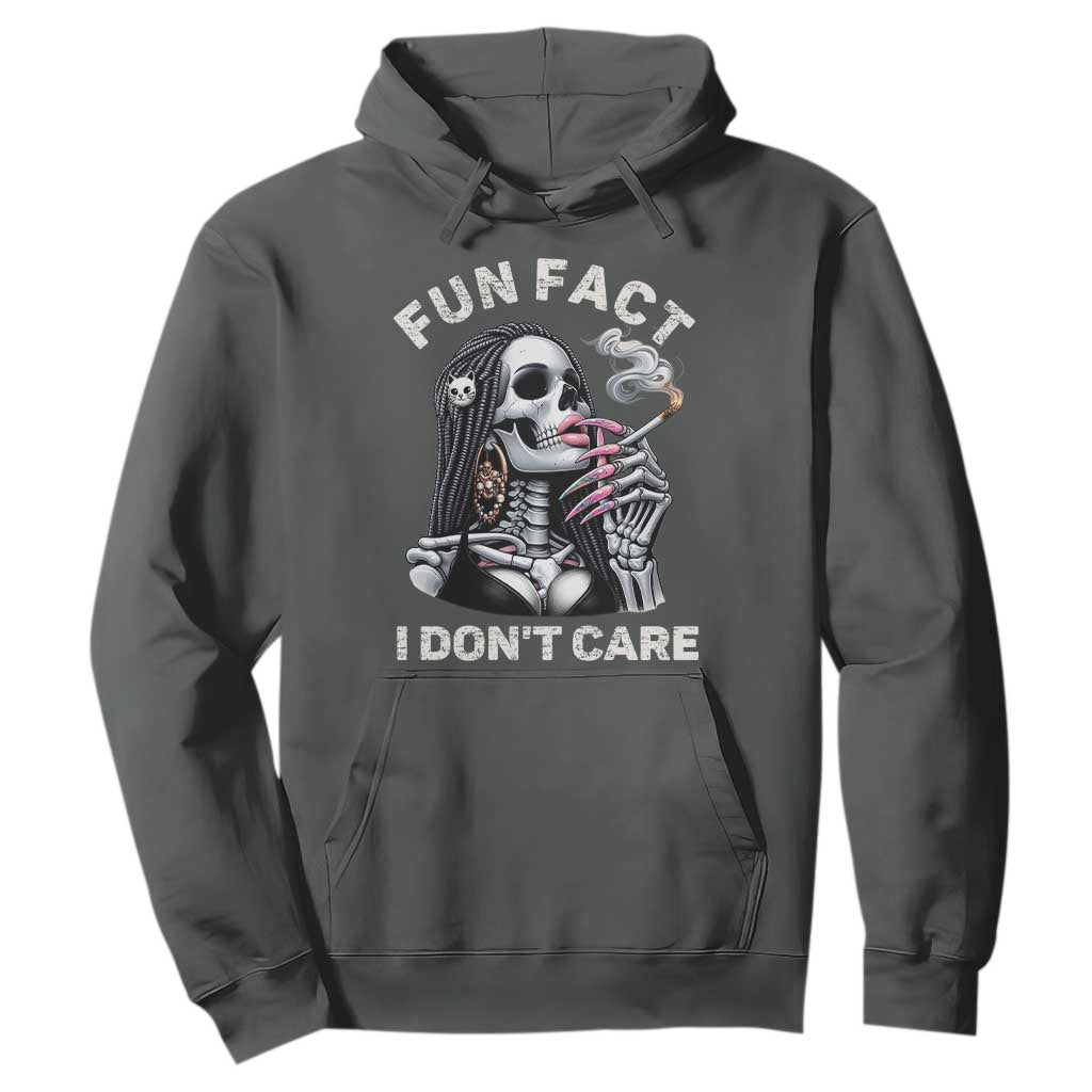 Funny Skeleton Smoking Hoodie Fun Fact I Don Not Care Sarcastic Women Skull TS14 Dark Heather Print Your Wear