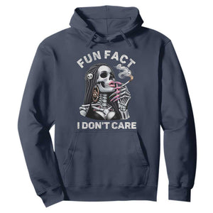 Funny Skeleton Smoking Hoodie Fun Fact I Don Not Care Sarcastic Women Skull TS14 Navy Print Your Wear
