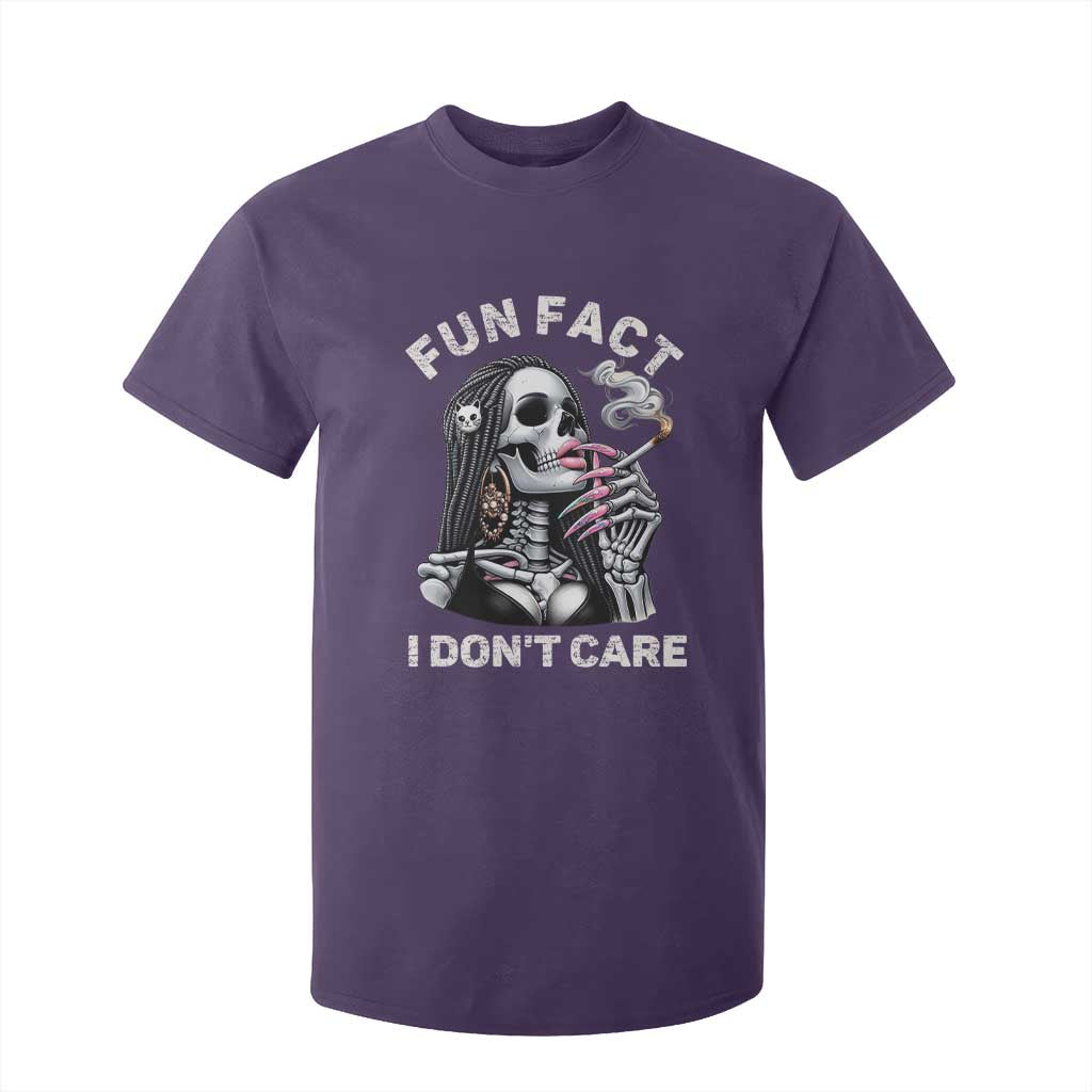 Funny Skeleton Smoking T Shirt For Kid Fun Fact I Don Not Care Sarcastic Women Skull TS14 Purple Print Your Wear