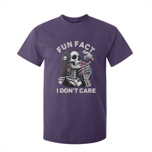 Funny Skeleton Smoking T Shirt For Kid Fun Fact I Don Not Care Sarcastic Women Skull TS14 Purple Print Your Wear