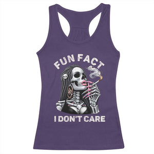 Funny Skeleton Smoking Racerback Tank Top Fun Fact I Don Not Care Sarcastic Women Skull TS14 Purple Print Your Wear