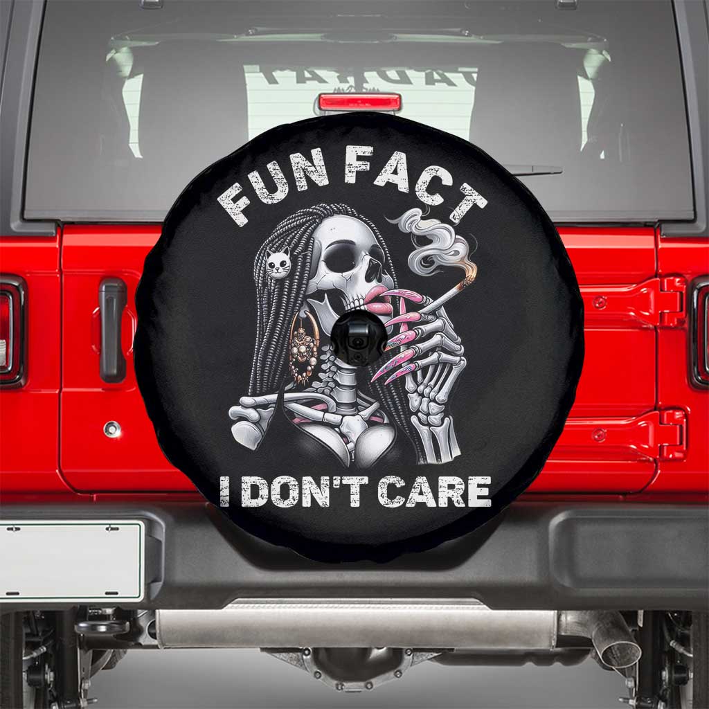 Funny Skeleton Smoking Spare Tire Cover Fun Fact I Don Not Care Sarcastic Women Skull TS14 Black Print Your Wear