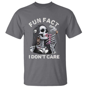 Funny Skeleton Smoking T Shirt Fun Fact I Don Not Care Sarcastic Women Skull TS14 Charcoal Print Your Wear