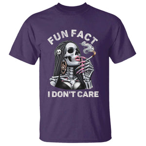 Funny Skeleton Smoking T Shirt Fun Fact I Don Not Care Sarcastic Women Skull TS14 Purple Print Your Wear