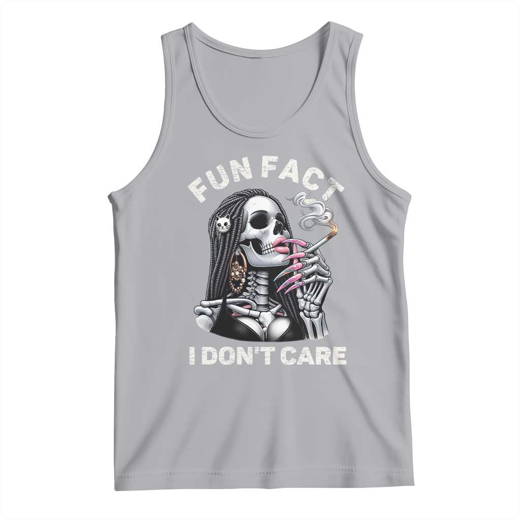 Funny Skeleton Smoking Tank Top Fun Fact I Don Not Care Sarcastic Women Skull TS14 Athletic Heather Print Your Wear