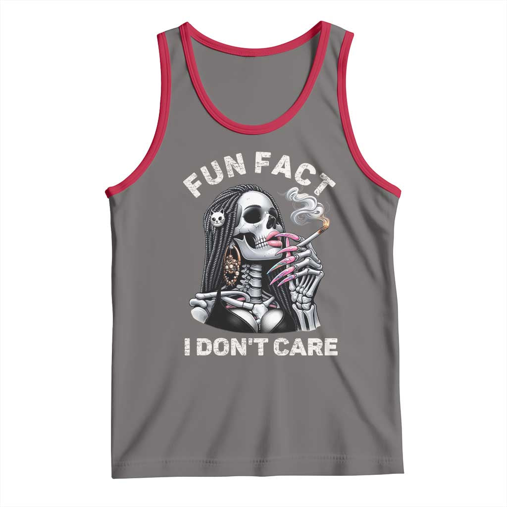 Funny Skeleton Smoking Tank Top Fun Fact I Don Not Care Sarcastic Women Skull TS14 Deep Heather Red Print Your Wear