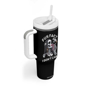Funny Skeleton Smoking Tumbler With Handle Fun Fact I Don Not Care Sarcastic Women Skull TS14 Print Your Wear