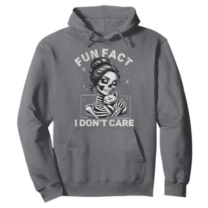 Funny Skeleton Sarcastic Hoodie Fun Fact I Don Not Care Cat Lover TS14 Charcoal Print Your Wear