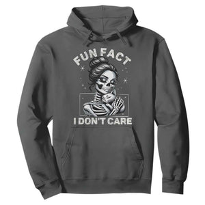 Funny Skeleton Sarcastic Hoodie Fun Fact I Don Not Care Cat Lover TS14 Dark Heather Print Your Wear