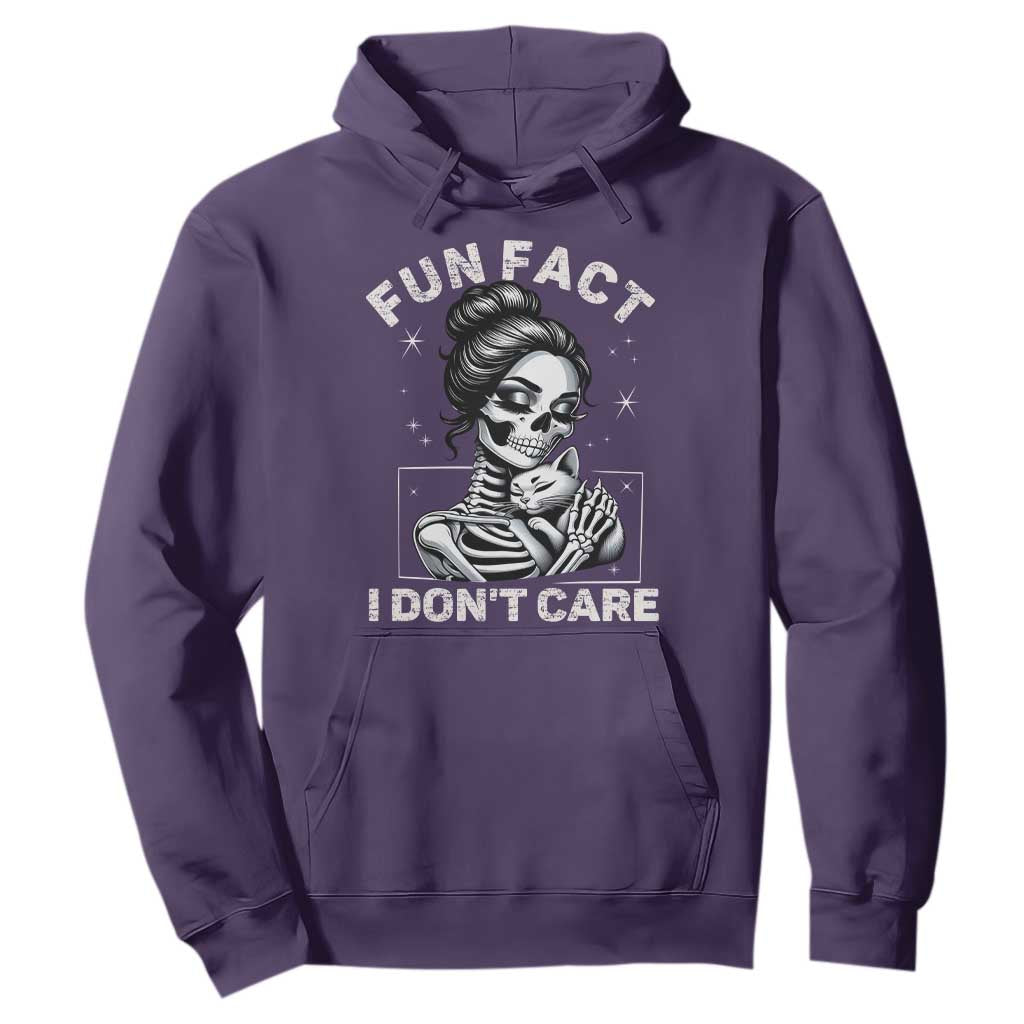 Funny Skeleton Sarcastic Hoodie Fun Fact I Don Not Care Cat Lover TS14 Purple Print Your Wear
