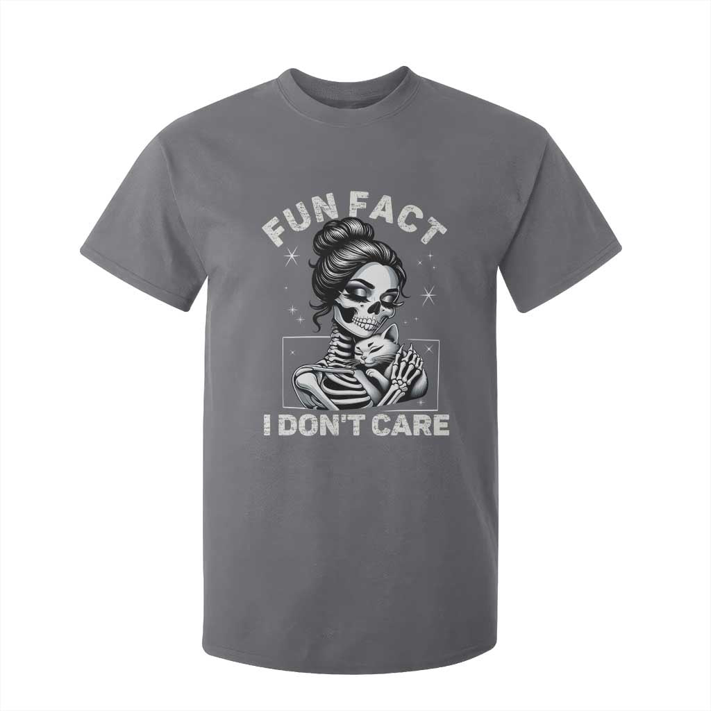 Funny Skeleton Sarcastic T Shirt For Kid Fun Fact I Don Not Care Cat Lover TS14 Charcoal Print Your Wear