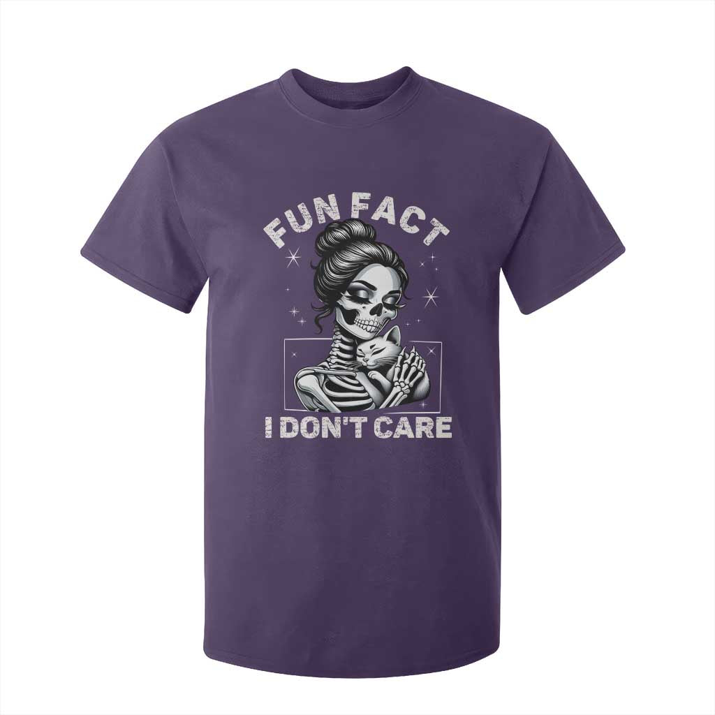 Funny Skeleton Sarcastic T Shirt For Kid Fun Fact I Don Not Care Cat Lover TS14 Purple Print Your Wear