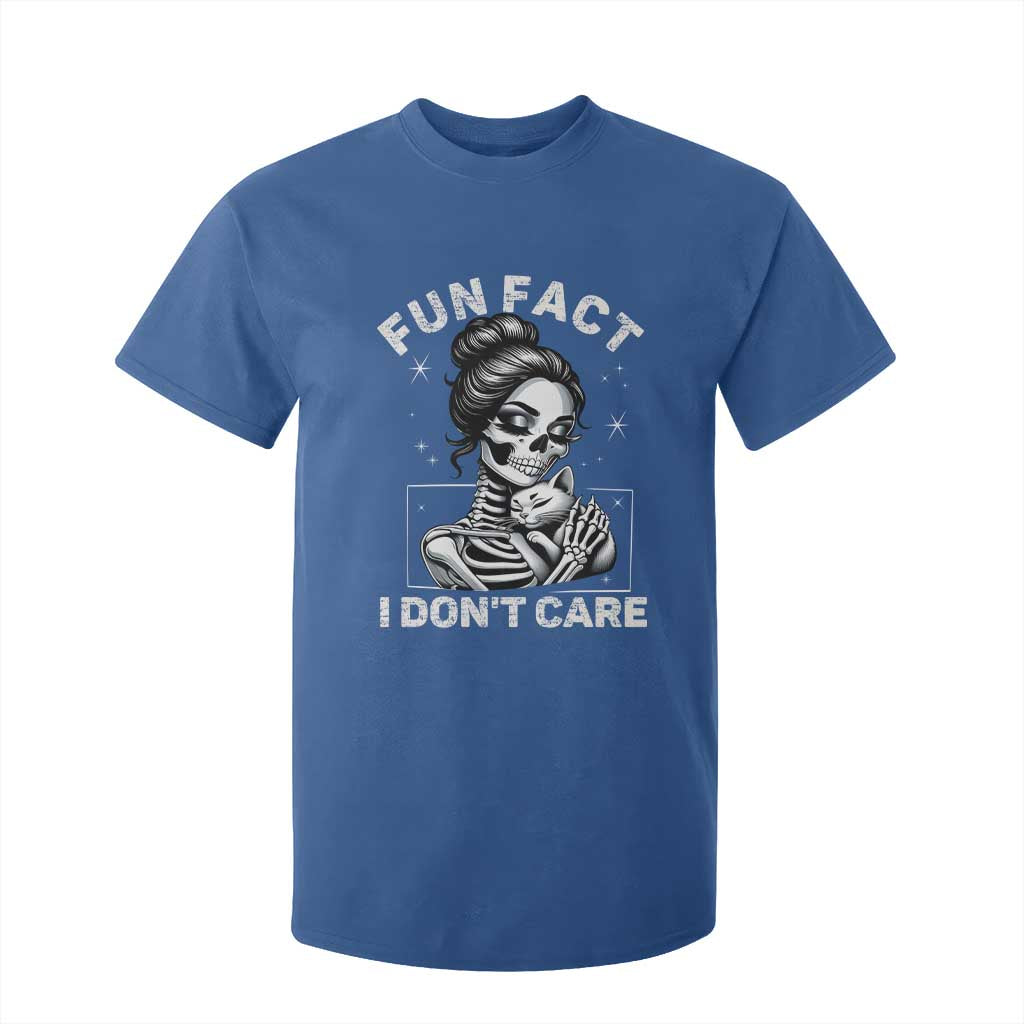 Funny Skeleton Sarcastic T Shirt For Kid Fun Fact I Don Not Care Cat Lover TS14 Royal Blue Print Your Wear