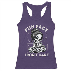 Funny Skeleton Sarcastic Racerback Tank Top Fun Fact I Don Not Care Cat Lover TS14 Purple Print Your Wear