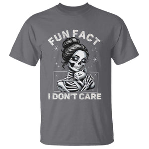 Funny Skeleton Sarcastic T Shirt Fun Fact I Don Not Care Cat Lover TS14 Charcoal Print Your Wear
