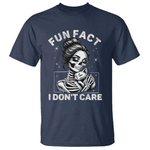 Funny Skeleton Sarcastic T Shirt Fun Fact I Don Not Care Cat Lover TS14 Navy Print Your Wear
