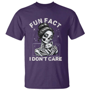 Funny Skeleton Sarcastic T Shirt Fun Fact I Don Not Care Cat Lover TS14 Purple Print Your Wear