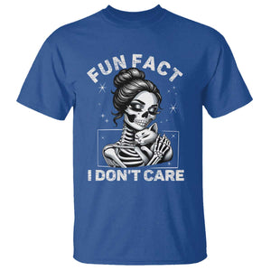 Funny Skeleton Sarcastic T Shirt Fun Fact I Don Not Care Cat Lover TS14 Royal Blue Print Your Wear