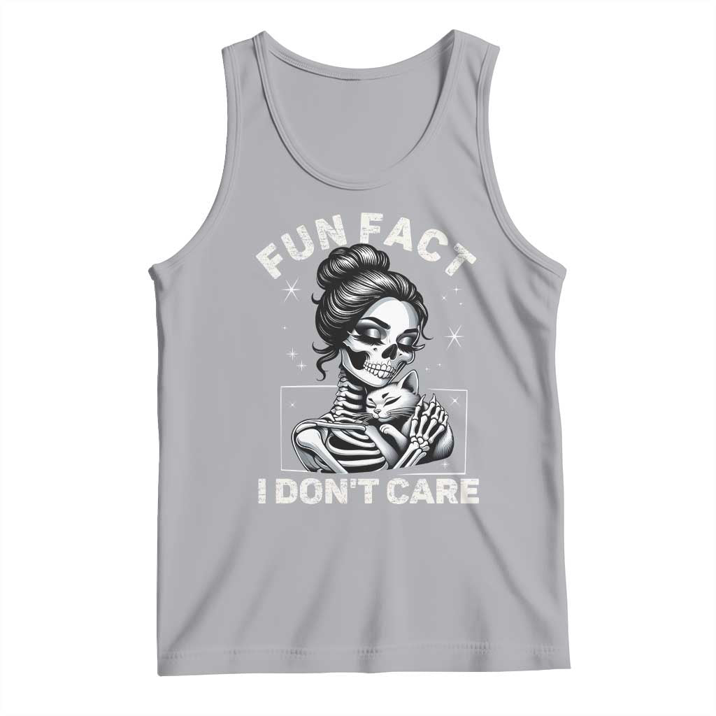 Funny Skeleton Sarcastic Tank Top Fun Fact I Don Not Care Cat Lover TS14 Athletic Heather Print Your Wear