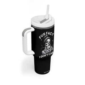 Funny Skeleton Sarcastic Tumbler With Handle Fun Fact I Don Not Care Cat Lover TS14 Print Your Wear