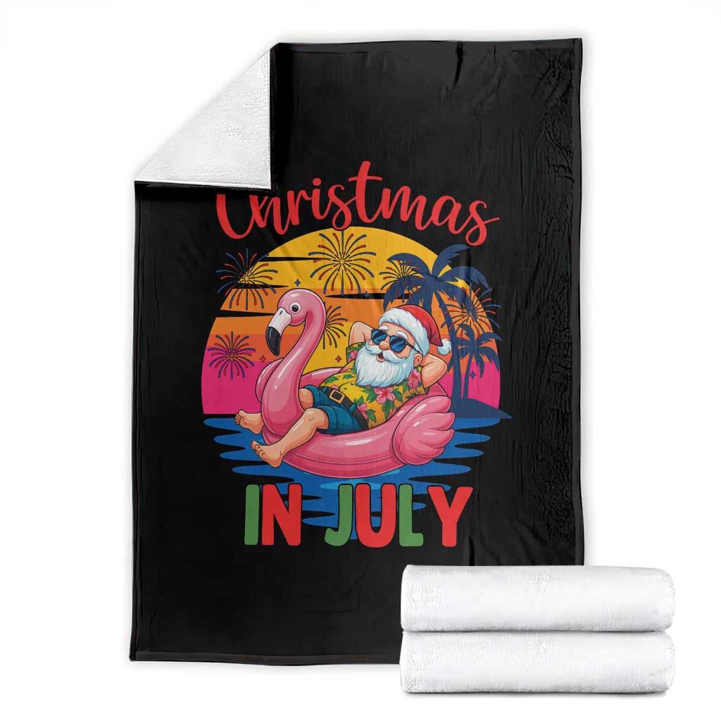 Funny Hawaiian Christmas Throw Blanket Santa Beach Tropical Xmas TS14 Black Print Your Wear