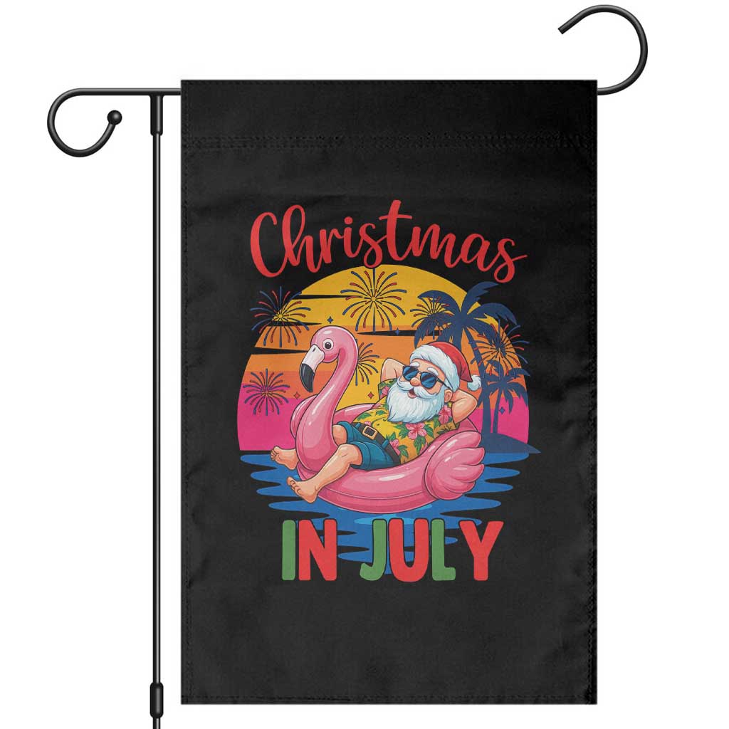 Funny Hawaiian Christmas Garden Flag Santa Beach Tropical Xmas TS14 Black Print Your Wear