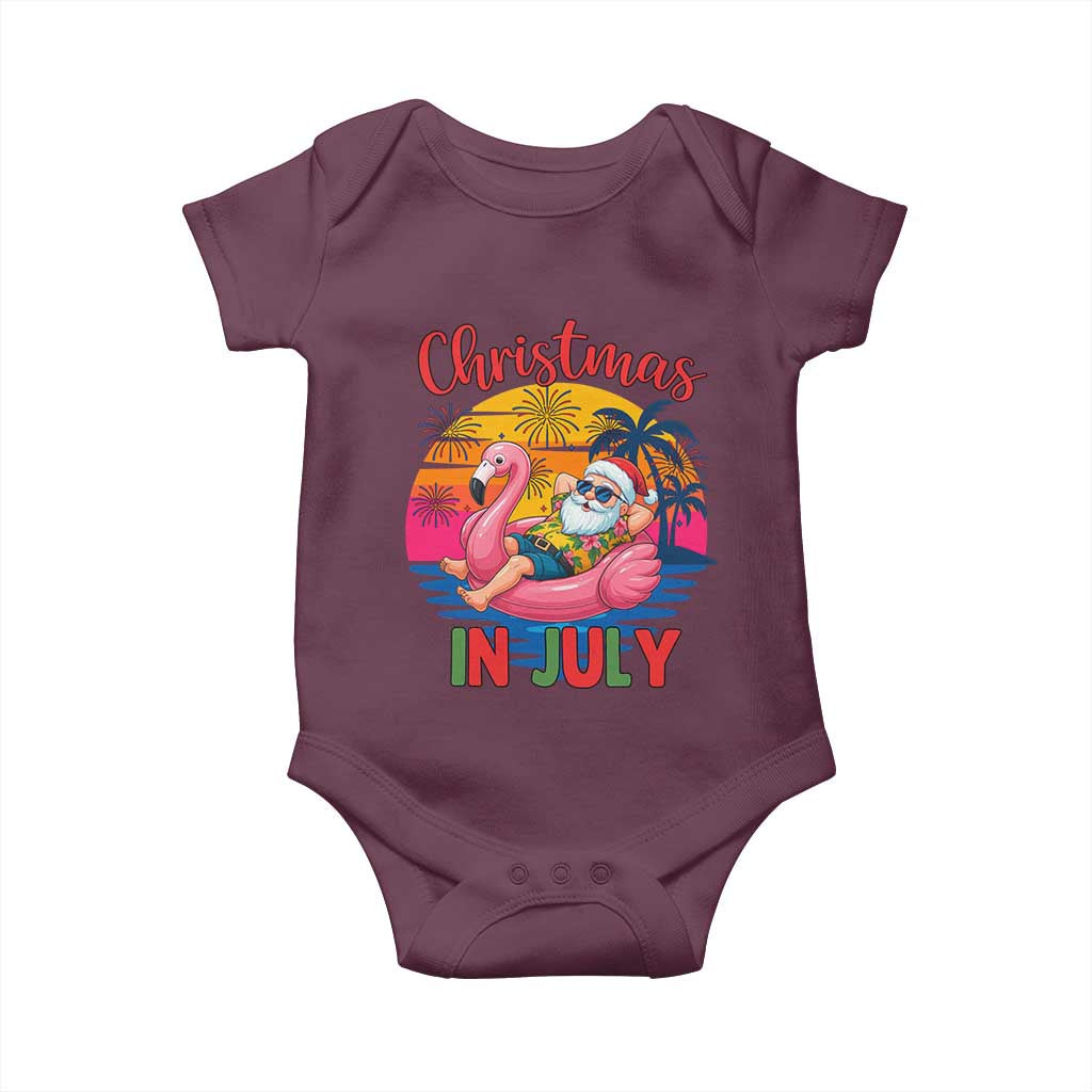 Funny Hawaiian Christmas Baby Onesie Santa Beach Tropical Xmas TS14 Maroon Print Your Wear