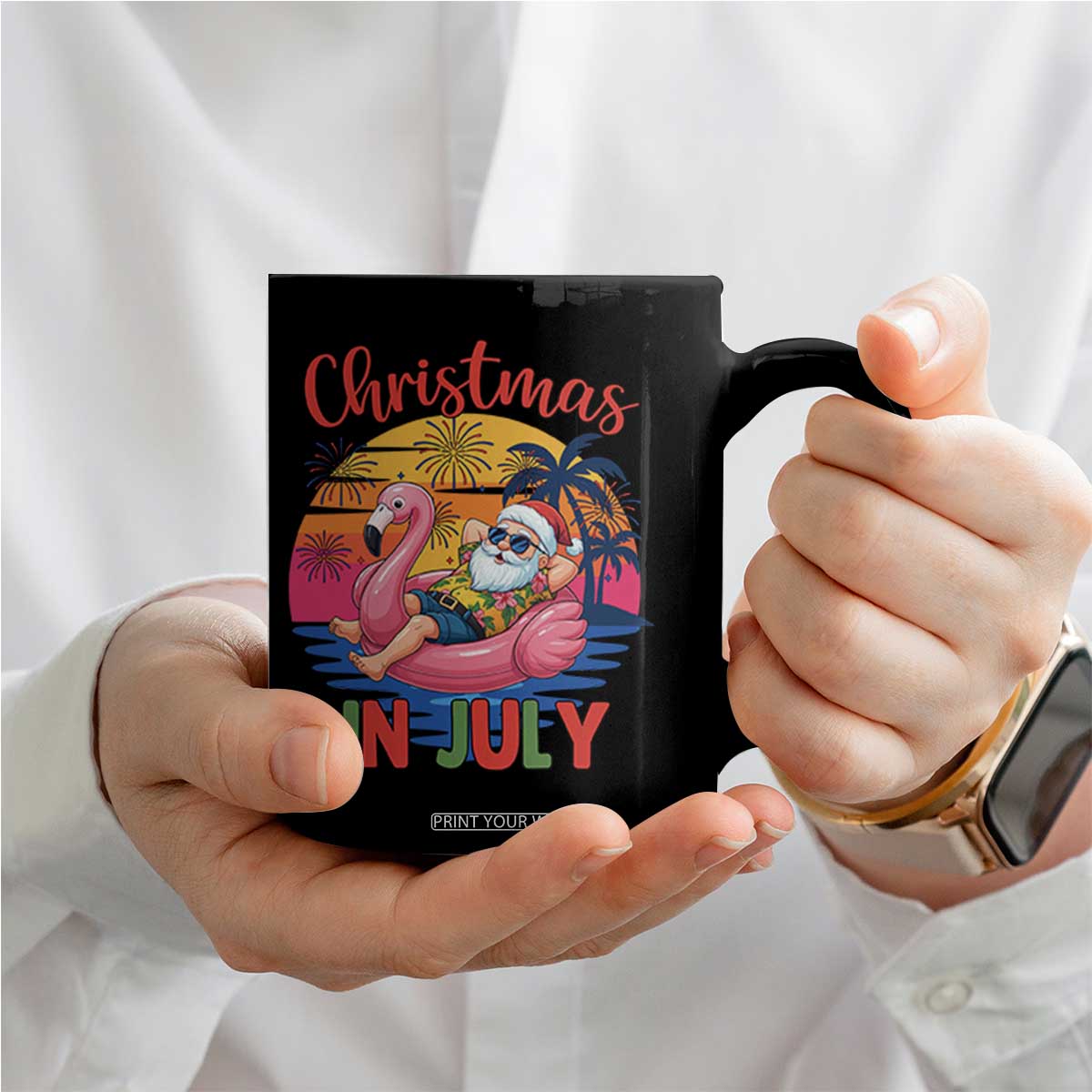 Funny Hawaiian Christmas Coffee Mug Santa Beach Tropical Xmas TS14 Print Your Wear