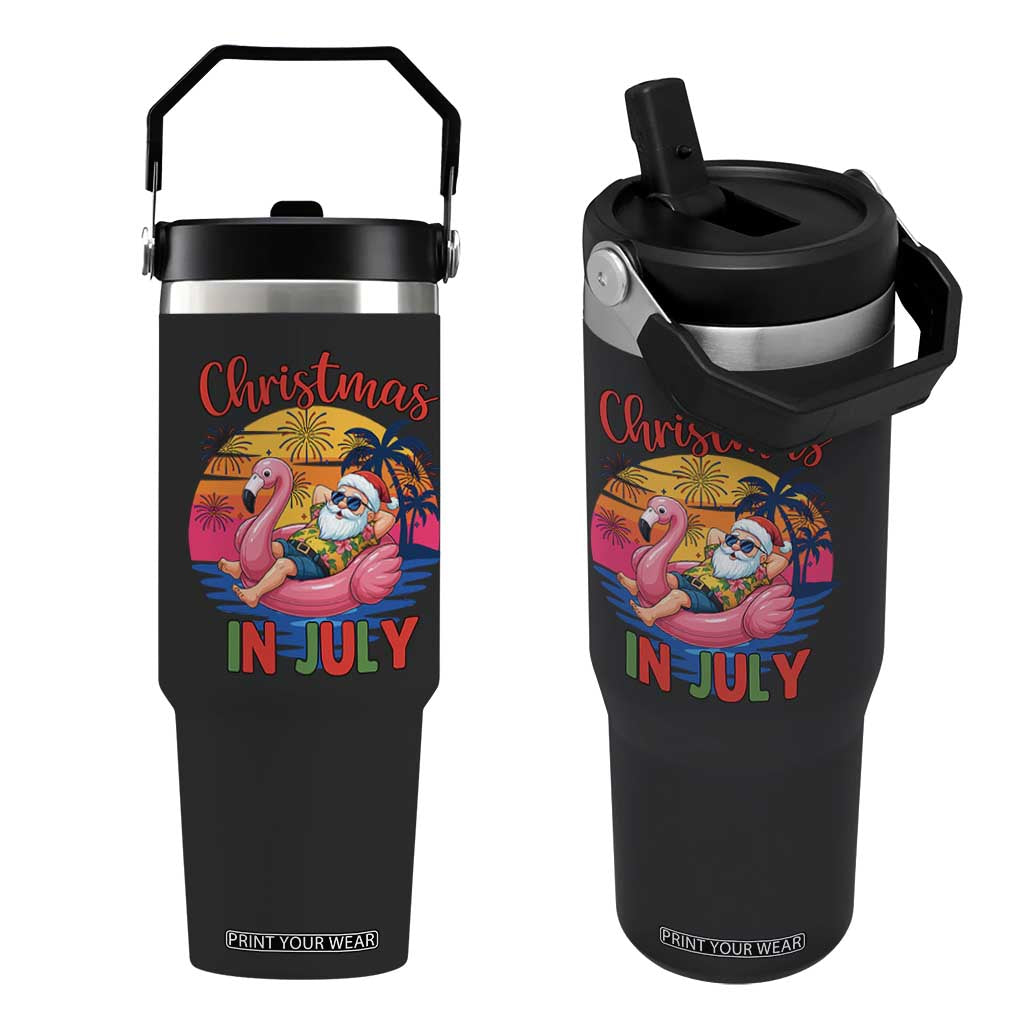 Funny Hawaiian Christmas Flip Straw Tumbler Santa Beach Tropical Xmas TS14 One Size: 30 oz Black Print Your Wear