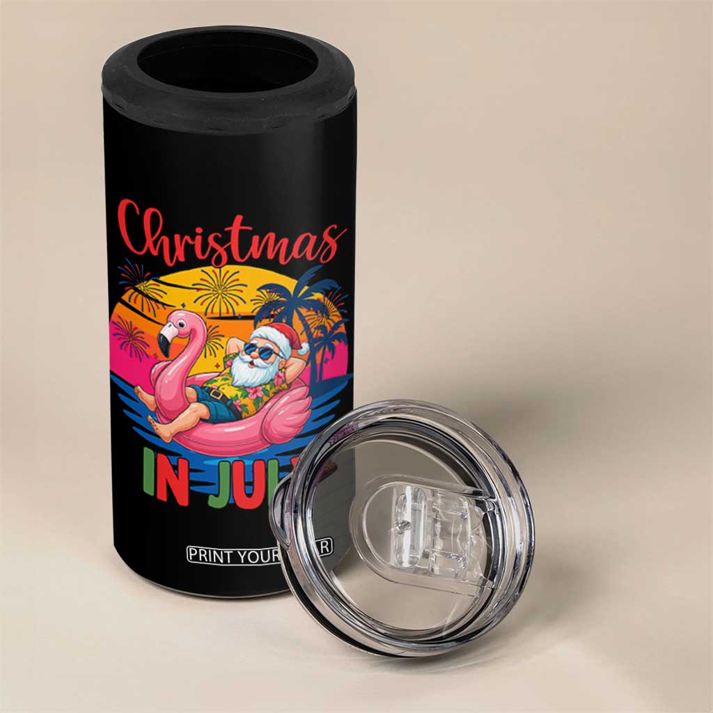 Funny Hawaiian Christmas 4 in 1 Can Cooler Tumbler Santa Beach Tropical Xmas TS14 Print Your Wear
