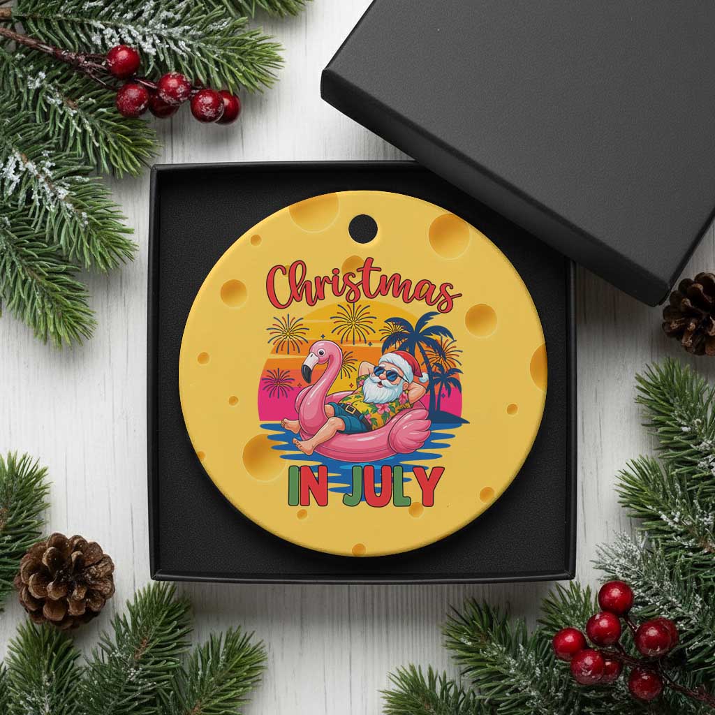 Funny Hawaiian Xmas Ceramic Ornament Santa Beach Tropical Xmas TS14 1pc Yellow Cheese Print Your Wear
