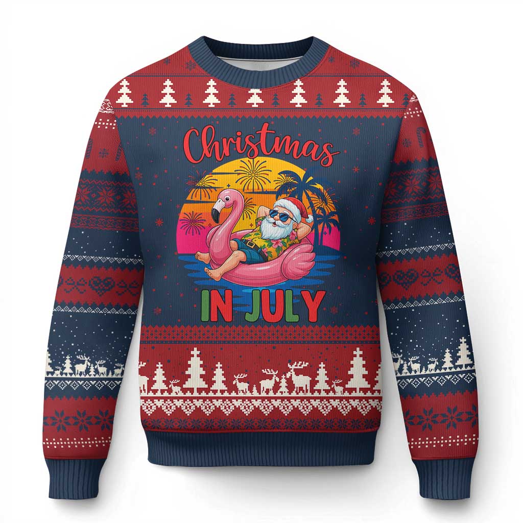 Funny Hawaiian Xmas Ugly Christmas Sweater Santa Beach Tropical Xmas TS14 Navy Red Print Your Wear