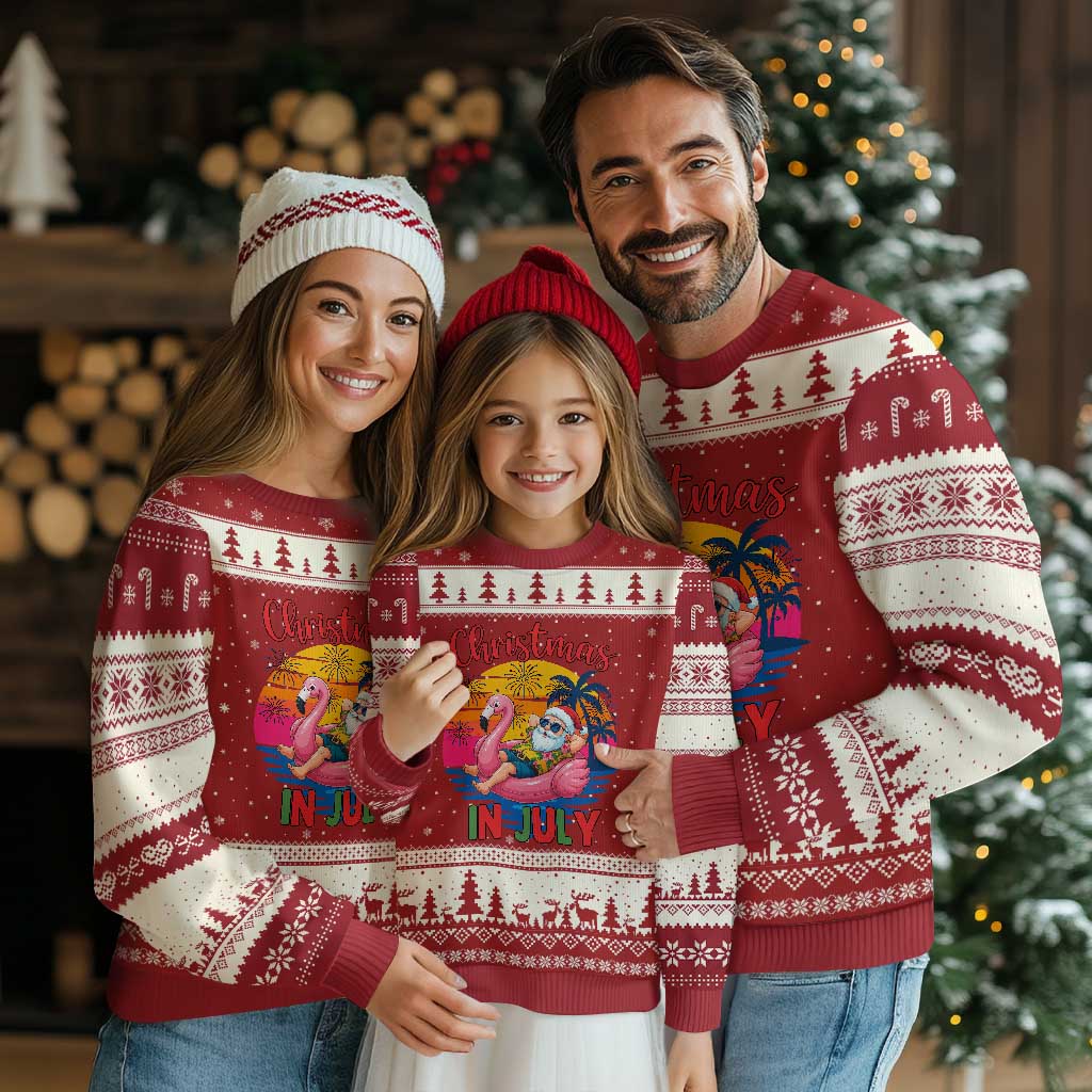 Funny Hawaiian Xmas Ugly Christmas Sweater Santa Beach Tropical Xmas TS14 Red Beige Print Your Wear