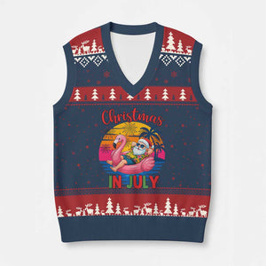 Funny Hawaiian Xmas V-Neck Knit Sweater Vest Santa Beach Tropical Xmas TS14 Navy Red Print Your Wear