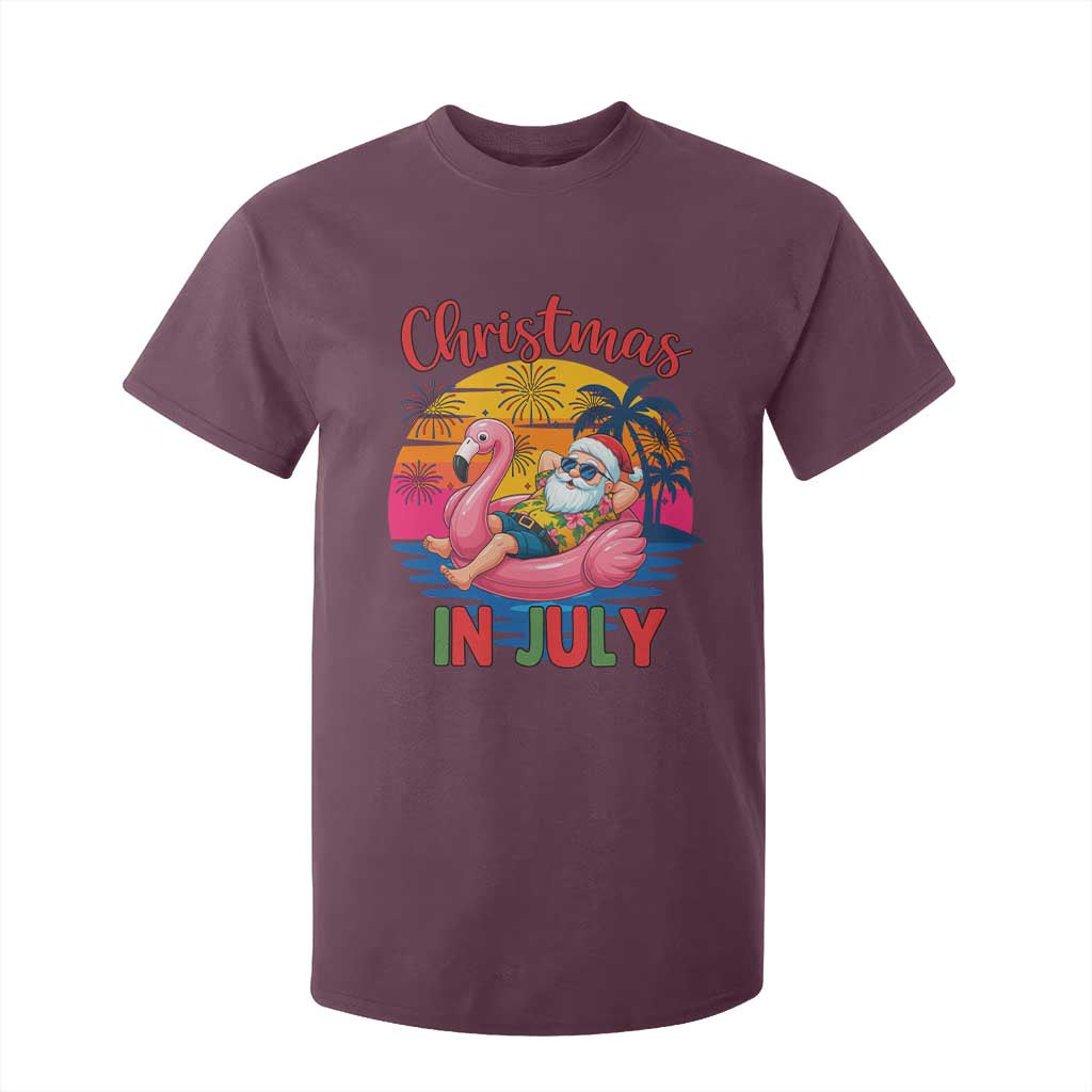 Funny Hawaiian Christmas T Shirt For Kid Santa Beach Tropical Xmas TS14 Maroon Print Your Wear