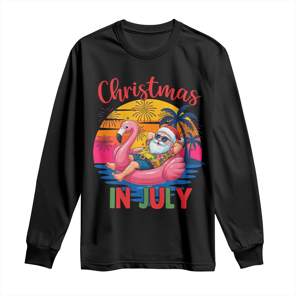 Funny Hawaiian Christmas Long Sleeve Shirt Santa Beach Tropical Xmas TS14 Black Print Your Wear