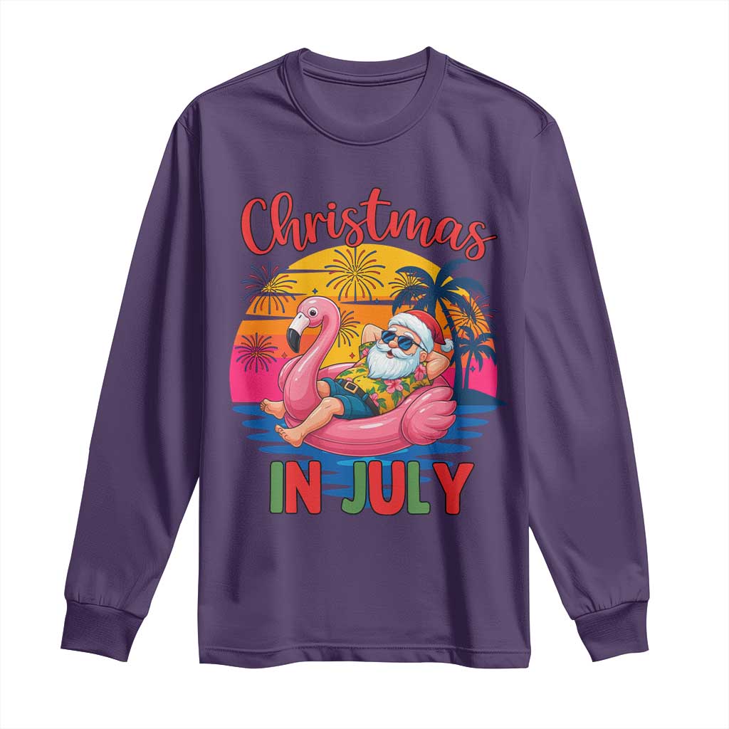 Funny Hawaiian Christmas Long Sleeve Shirt Santa Beach Tropical Xmas TS14 Purple Print Your Wear