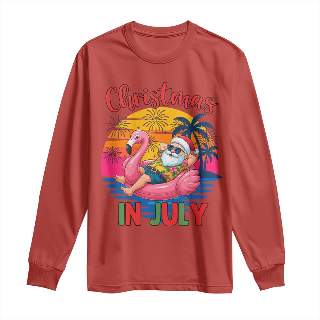 Funny Hawaiian Christmas Long Sleeve Shirt Santa Beach Tropical Xmas TS14 Red Print Your Wear