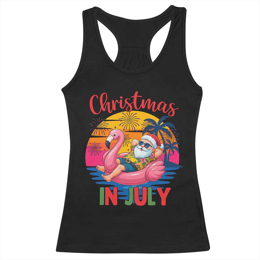 Funny Hawaiian Christmas Racerback Tank Top Santa Beach Tropical Xmas TS14 Black Print Your Wear