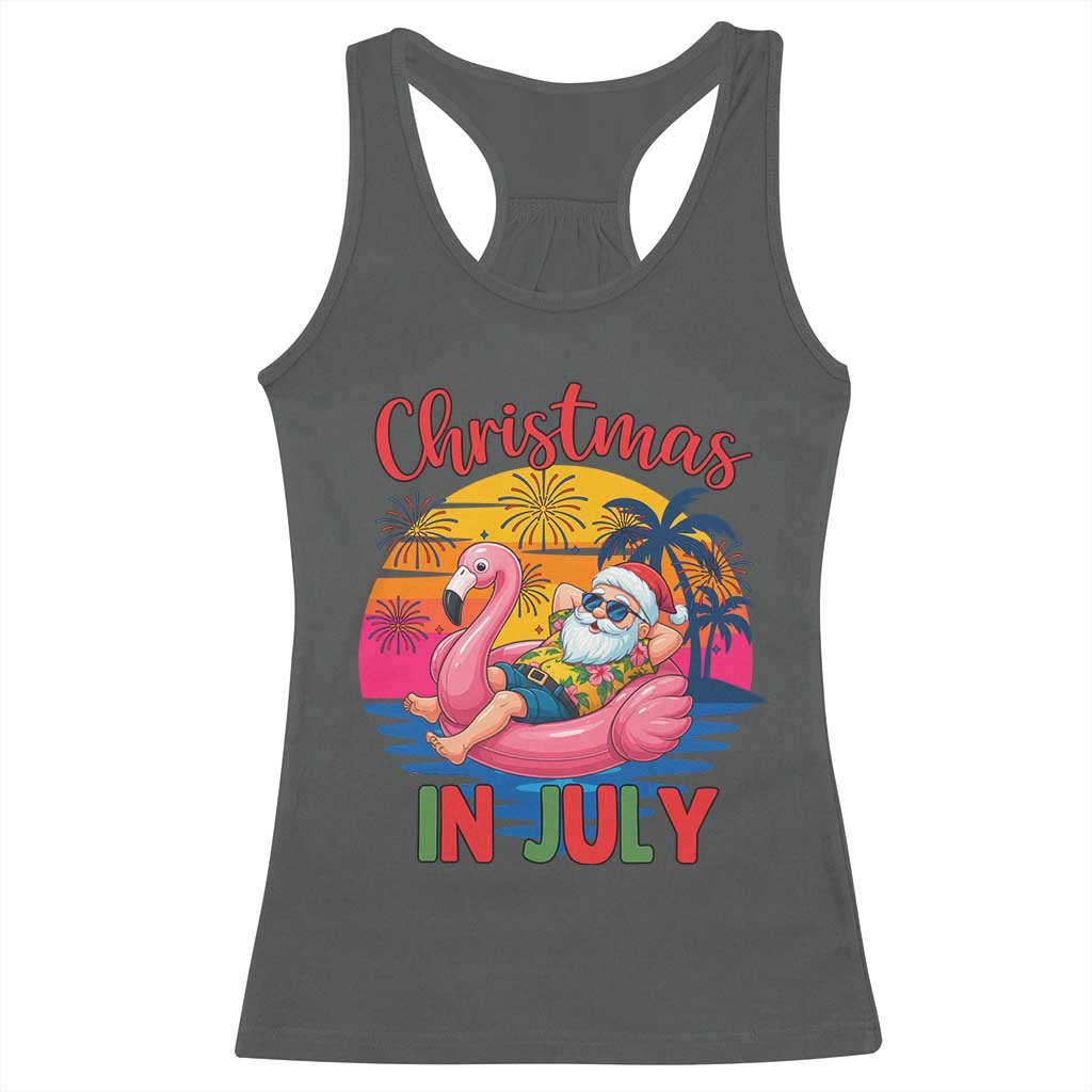 Funny Hawaiian Christmas Racerback Tank Top Santa Beach Tropical Xmas TS14 Dark Heather Print Your Wear