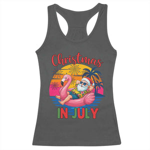 Funny Hawaiian Christmas Racerback Tank Top Santa Beach Tropical Xmas TS14 Dark Heather Print Your Wear